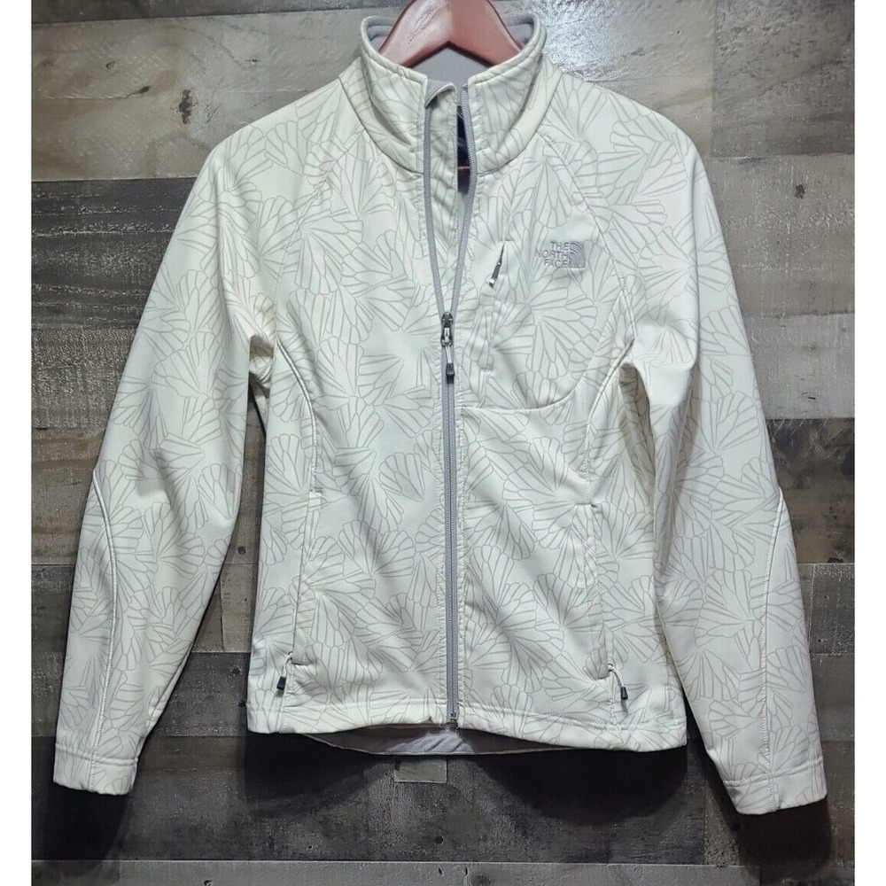 THE NORTH FACE Women's Softshell Bionic White Patterned Fleece AMVX Jacket Sz SP